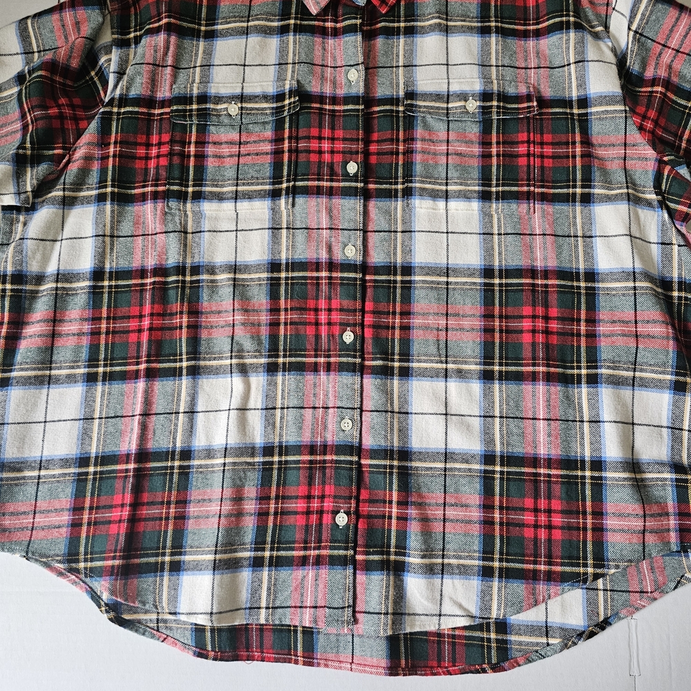 Old Navy The Boyfriend Shirt Size XXL Flannel Button Front Red Plaid NWT - Picture 5 of 10